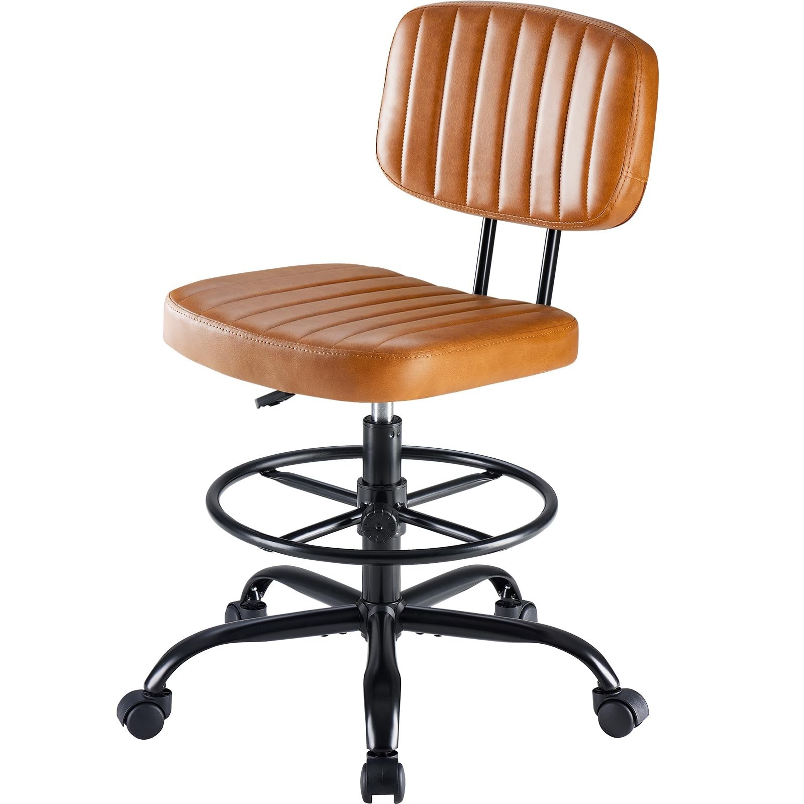 W/footrest Ring,rolling Pu Leather Office Chair