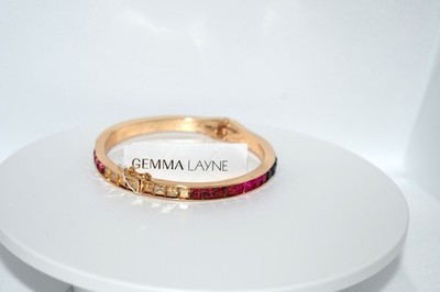 Gemma Layne Gold Hinged Bangle w Multi Colored Stones #GLBC4821MLT NWT
