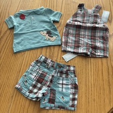 Lotto Gymboree 0-3 Mesi Ragazzo CUCCIOLO ELEGANTE Patchwork Polo Shirt Pantaloncini 3 pz. Nuovo con etichetta