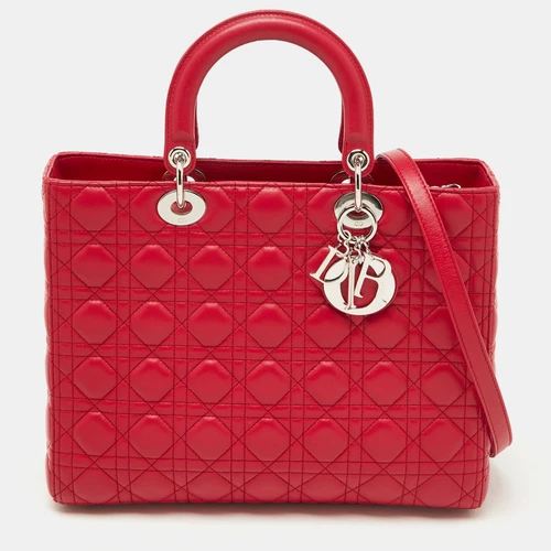 Grand fourre tout femme Dior en cuir cannage matelassé rouge Dior