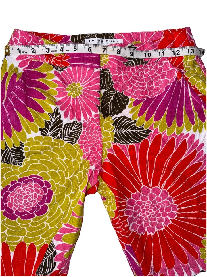 Pantalón para mujer Trina Turk retro ajustado retro floral talla 00 multicolor Foto 3 de 4