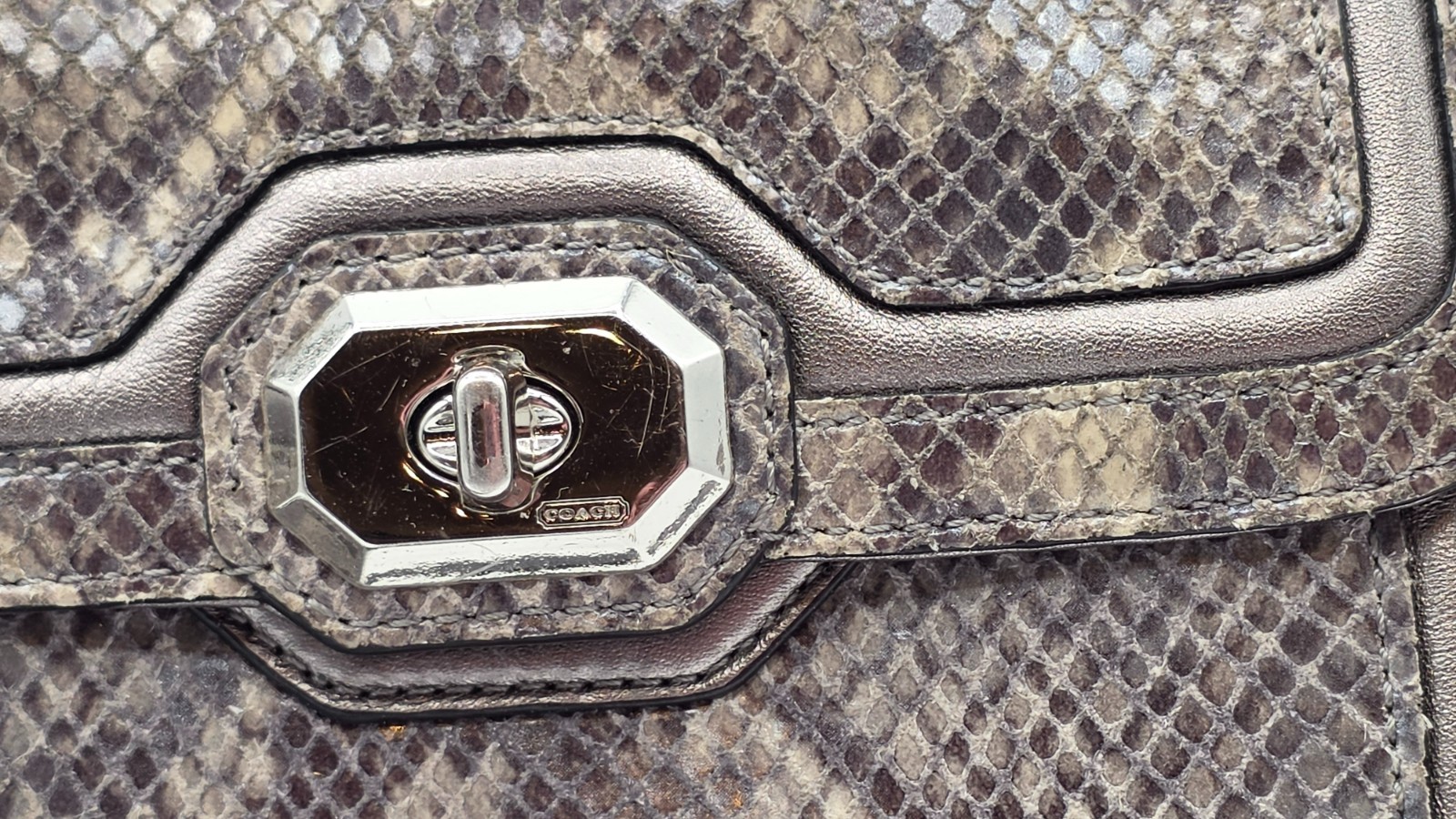 Coach Campbell SilverGray Python Exotic Snakeskin… - image 6