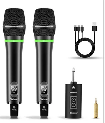 Bietrun WXM19 UHF kabelloses Handmikrofon Paar - 50 m Reichweite schwarz