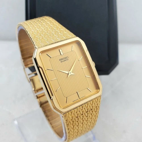 VINTAGE SEIKO 5Y30-5B49 QUARTZ TANK GOLD TONE MILANESE QUARTZ 25MM MEN'S WATCH