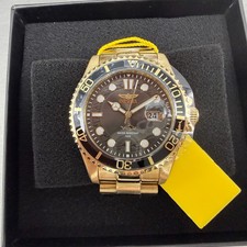 Invicta Pro Diver Watch Men 43mm Black Dial Gold Tone Date Round 30026