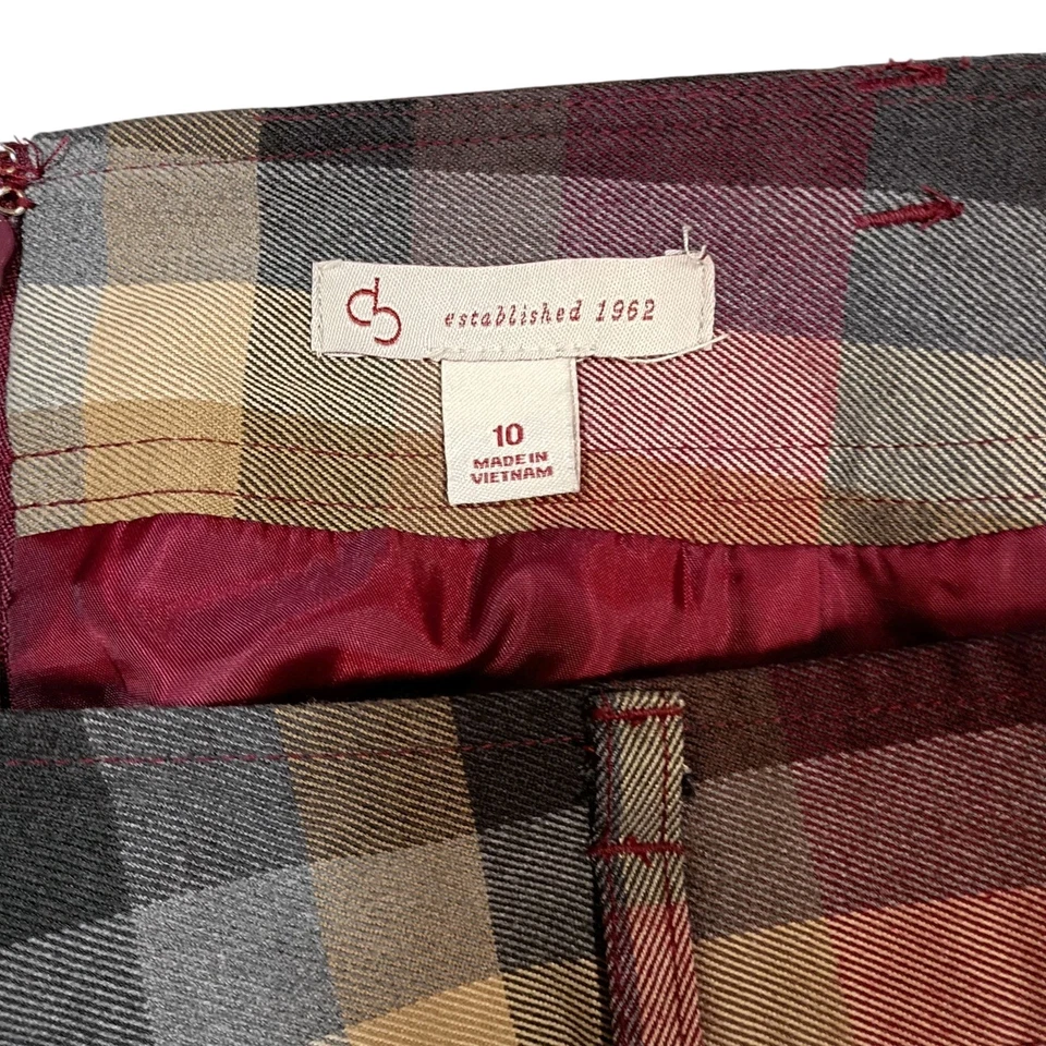 Dressbarn установленный клетку карандаш юбка женщин 10 осени бордовый город и страна - Изображение 3 из 4