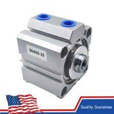 SDA Compact Mini Thin-Wall Double Acting Aluminium Pneumatic Cylinder (50×25mm)