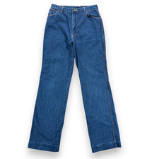 Vintage Wrangler Jeans Womens 28x32 Blue Denim High Rise Flare Talon Zip USA 70s