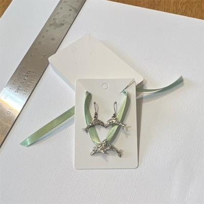 Silver Tone Dolphin Dangle Drop Earrings and Pendant Metal Hook Fashion Jewelry
