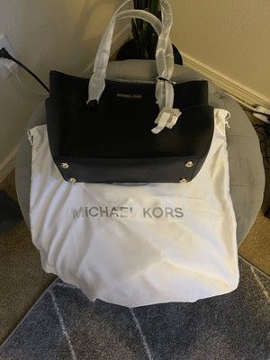 Michael Kors Charlotte Large Saffiano Black Leather Top-Zip Tote Bag