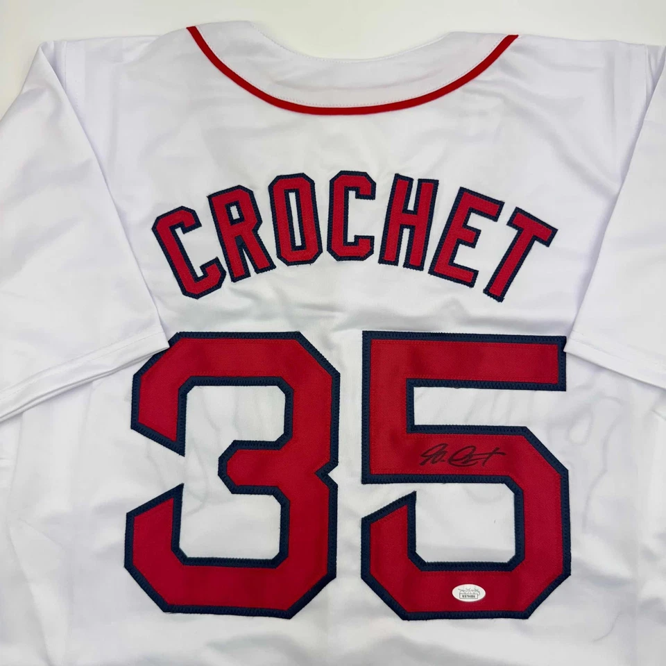Autographed/Signed Garrett Crochet Boston White Baseball Jersey JSA COA - Image 2 of 4