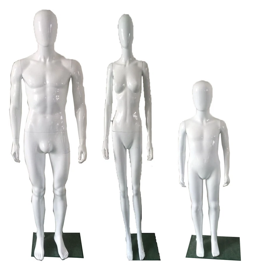 Male Female Child Plastic Faceless EggHead Mannequin full body High Gloss finish