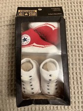 2 Pair Converse 0-6 Months Baby Booties Infant Red White Gift