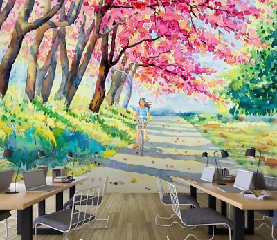 3D Watercolor Tree O373 Business Wallpaper Wall Mural Self-adhesive Commerce Eve