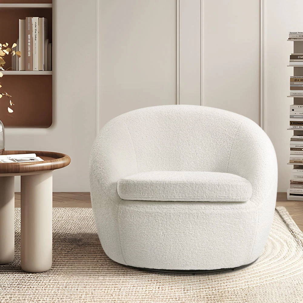 Round Swivel Tub Chair Velvet Single Sofa Rotating Cuddle Armchair