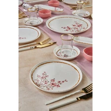 Luxury Handmade Sakura Flower 6-Person 21-Piece Ceramic  Elegant Breakfast Set