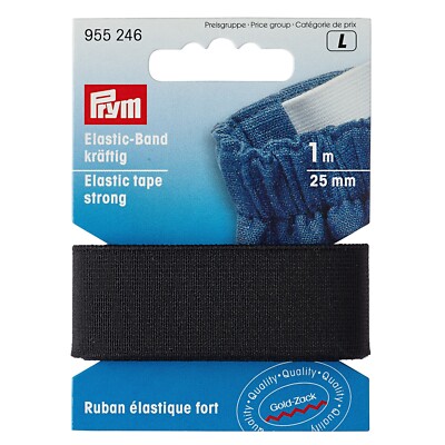 Elastic Band Gummi kräftig Prym 955246 1m 25mm breit schwarz