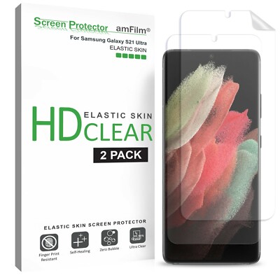 amFilm (2 Pack) TPU Film Screen Protector for Samsung Galaxy S21 Ultra (6.8'')