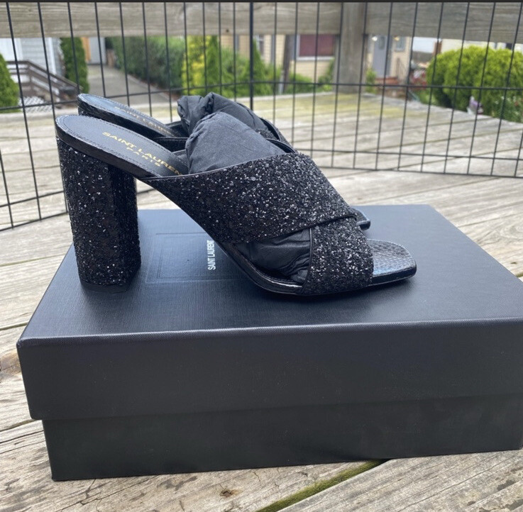 100% autentici muli glitter Saint Laurent Loulou nuovi con etichette