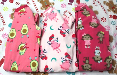 Carter's Lot of 3 Girls Size 4T Zip Footed Blanket Sleepers Great Condition