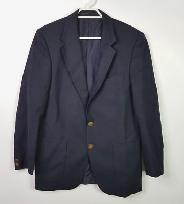 Vintage St Michaels Marks & Spencer Pure Wool Blazer Jacket Mens 94 Navy Blue