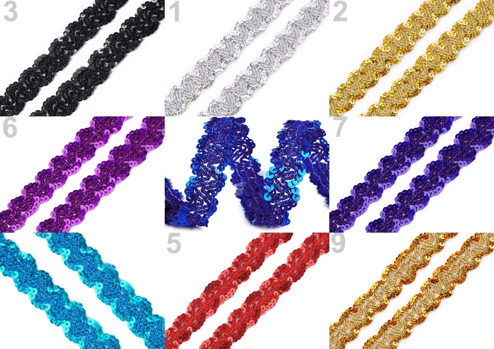 20mm 1* 5* Paillettenborte Flitter Borte Pailletten Band Verzieren Aufnähen