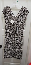 NWT Lady Hathaway Brown Swirl Knot Front  Cap-Sleeve Dress - 16