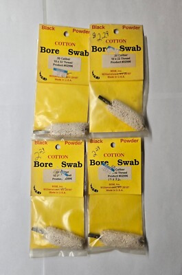 MSM Black Powder Cotton Bore Cleaning Swabs 4 Pak .50 Cal 10/32 Thread #02996