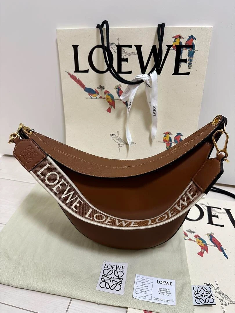 LOEWE Luna A923PL9X07 Brown Calf Skin Midium Shoulder Bag New #33  