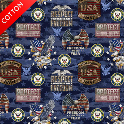 United States Navy Freedom Over Fear Cotton Fabric - 44'' Wide - Sold by The Yard
