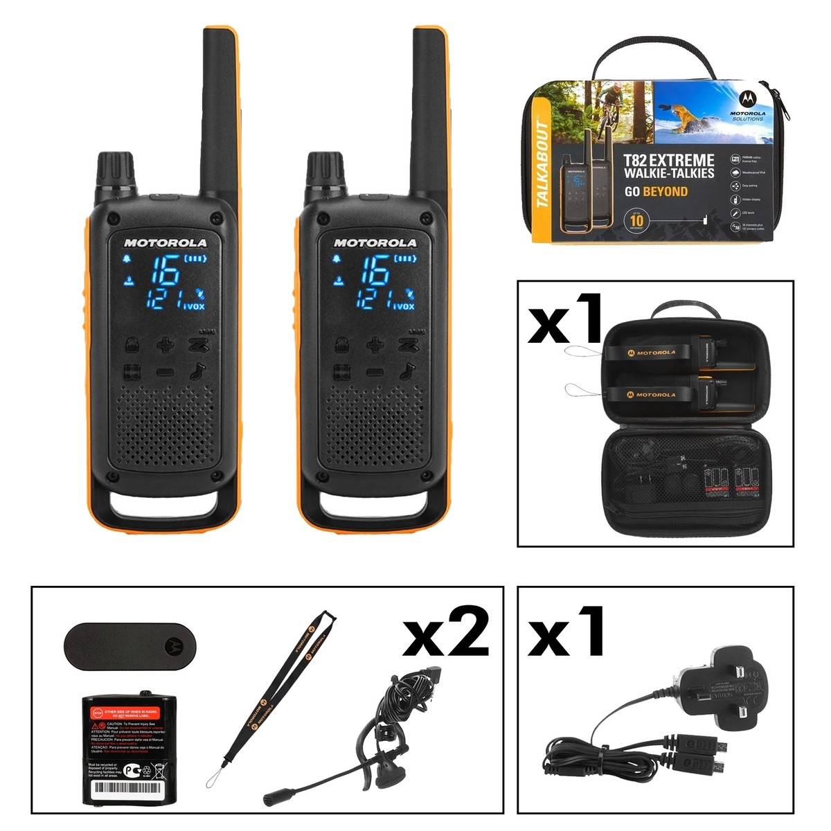 2 x Motorola T82 Extreme Two-Way Radios Long Range 10km Twin PMR