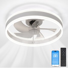 20 Modern White Fan Light Flush Mount LED Cei...