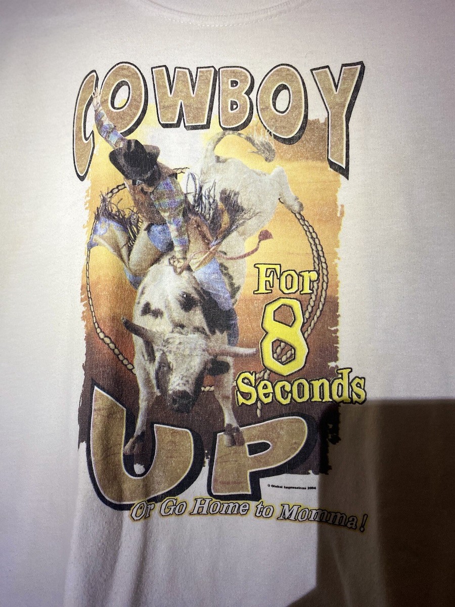 vintage 2004 cowboy up for 8 seconds shirt movie promo m Western View 2