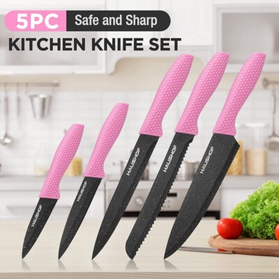 HAUSHOF 5PCS Kitchen Knife Set  Knife Sets with Arcylic Block Great for Slicing