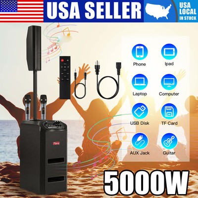 5000W Portable  Line Array Speaker Bluetooth Speaker System w/ Subwoofer Tweeter
