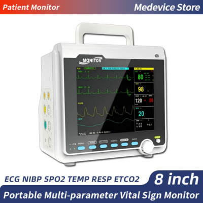 Portable Patient Monitor Human 8'' Multi-parameter Vital Sign Monitor ETCO2