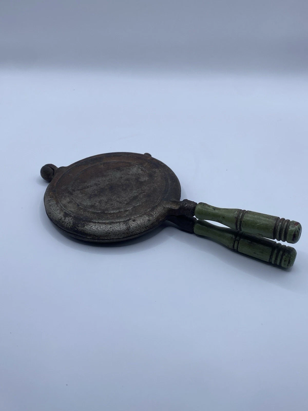 Small Vintage Child’s Toy Waffle Maker With Green Handles