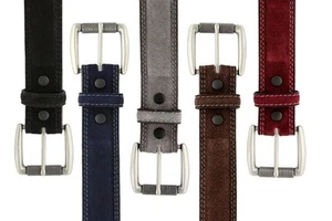 Men's Belt Genuine Suede Leather Casual Jean Dress Belt 1-3/8" Wide