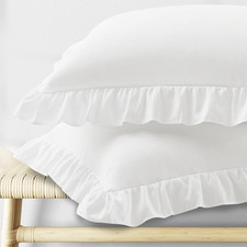 Ruffle Pillow Cases Standard Size Set of 2, Ruffled Pillow Covers with Envelope