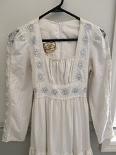 Vintage 1970s Gunne Sax By Jessica 7 White Prairie Dress Long Maxi