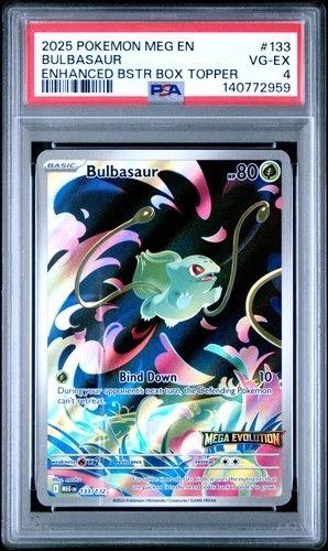 2025 POKEMON MEG EN-MEGA EVOLUTION ENHANCED BOOSTER BOX TOPPER BULBASAUR PSA 4