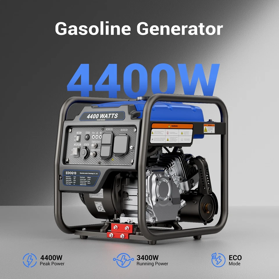 4400-Watt Portable Inverter Generator, Gas Powered Generator for Emergency Home - Image 3 of 4