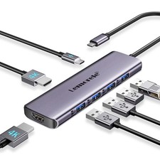 7-in-1 Laptop docking station, USB C Hub Dual 4K HDMI Adapter, 100W PD Charging