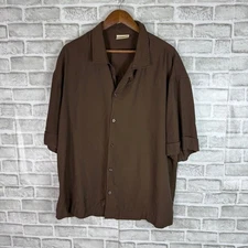YoungLA Close Dark Brown Thick Viscose Stretch Casual Button Up Shirt Mens 2XL