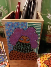 Winter Themed Original Mixed Media Abstract Woman - Daphne In Winter