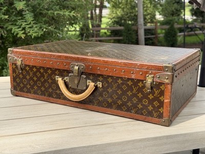 Louis Vuitton Alzer 75 Suitcase Trunk Monogram Canvas Vintage Travel Luggage