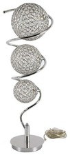 Modern Chrome Table Lamp with Crystal Spheres