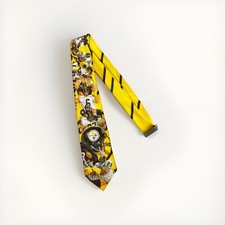 Vintage NFL Mens Tie Necktie Pittsburgh Steelers Yellow Ralph Marlin 1990 USA