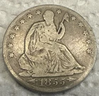1855 O seated liberty half dollar Fine Details New Orleans Mint