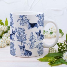 Corgi Blue French Toile Coffee Mug, Corgis Lover Gifts for Women, Blue Toile ...